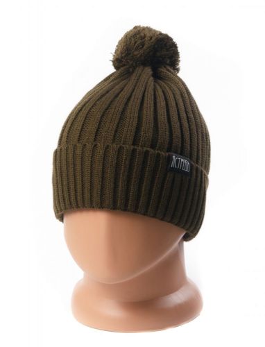 Шапка с бубоном (однотон) хаки